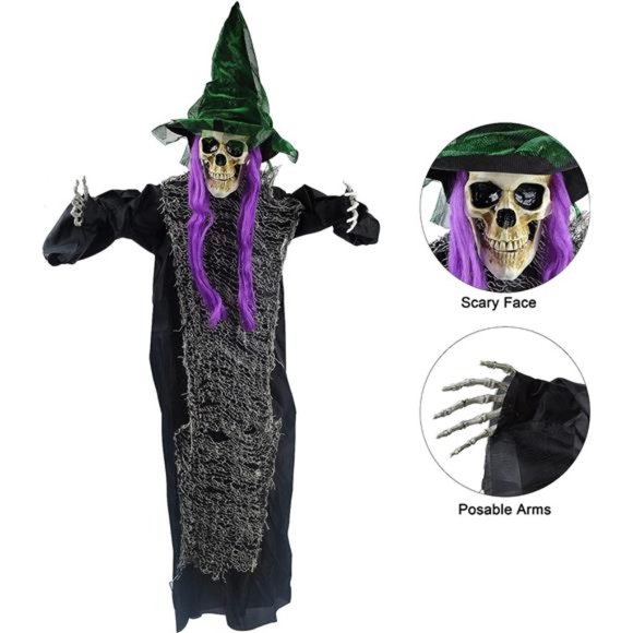 3 Pack 38.6" Halloween Hanging Skeleton with Witch Hat Decoration - Picture 3 of 7